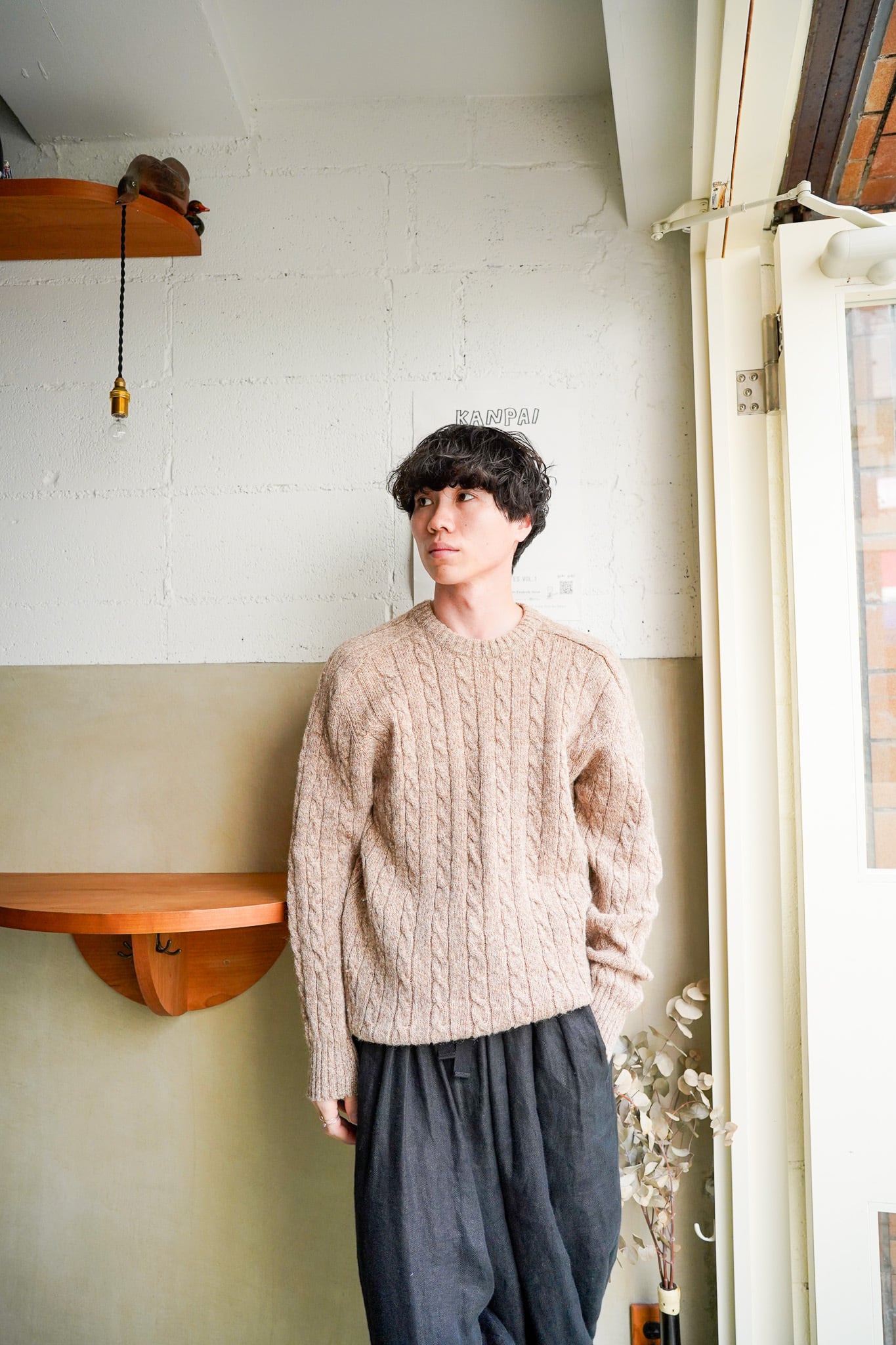 【1980-90s】"James Craig of Ireland" Wool 100% Cable Knit Sweater / 6-325