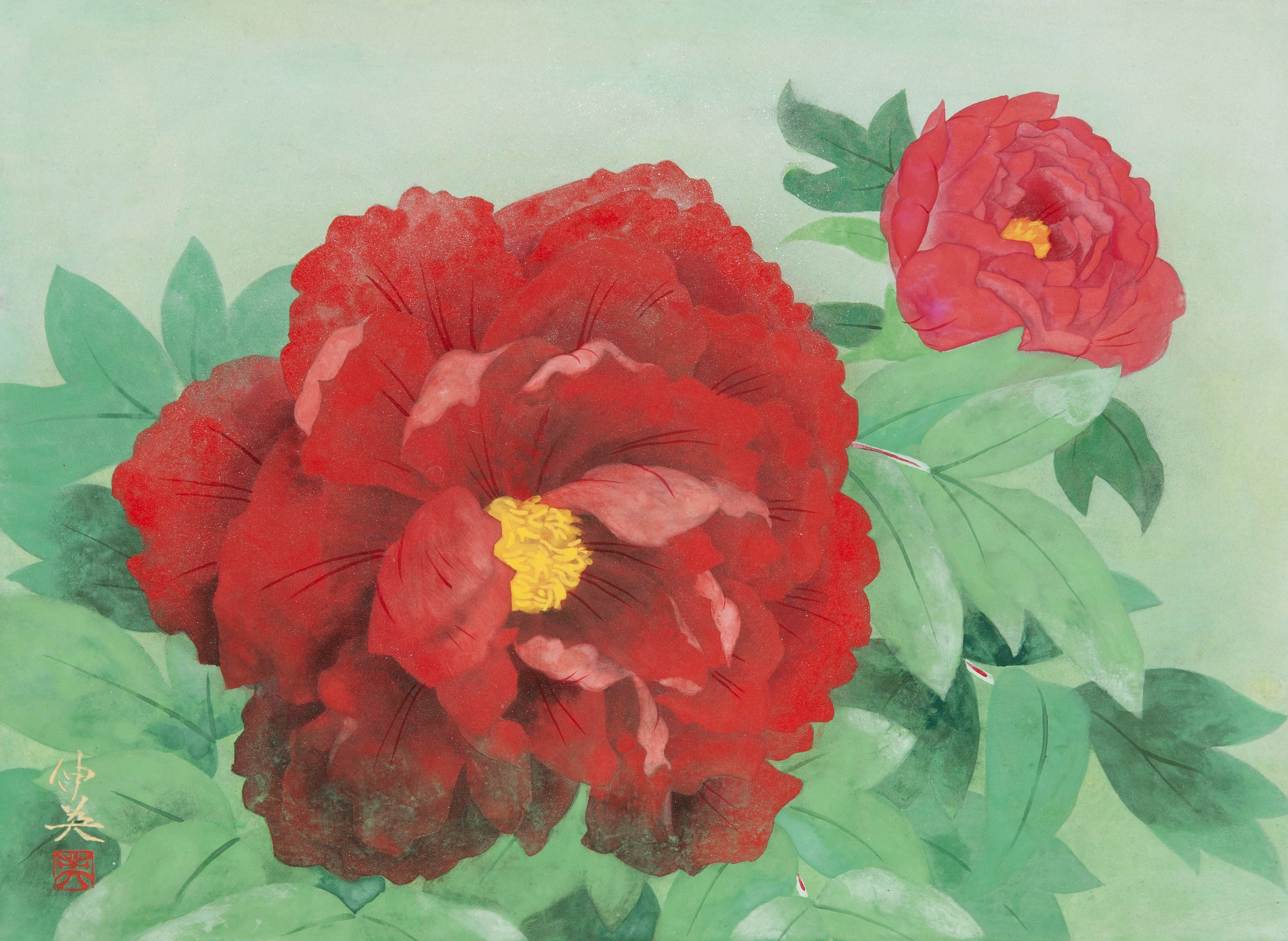 日本画　クレマチス クレマチス（日本画）Clematis | 牧野伸英の日本画ショップ -Nobuhide