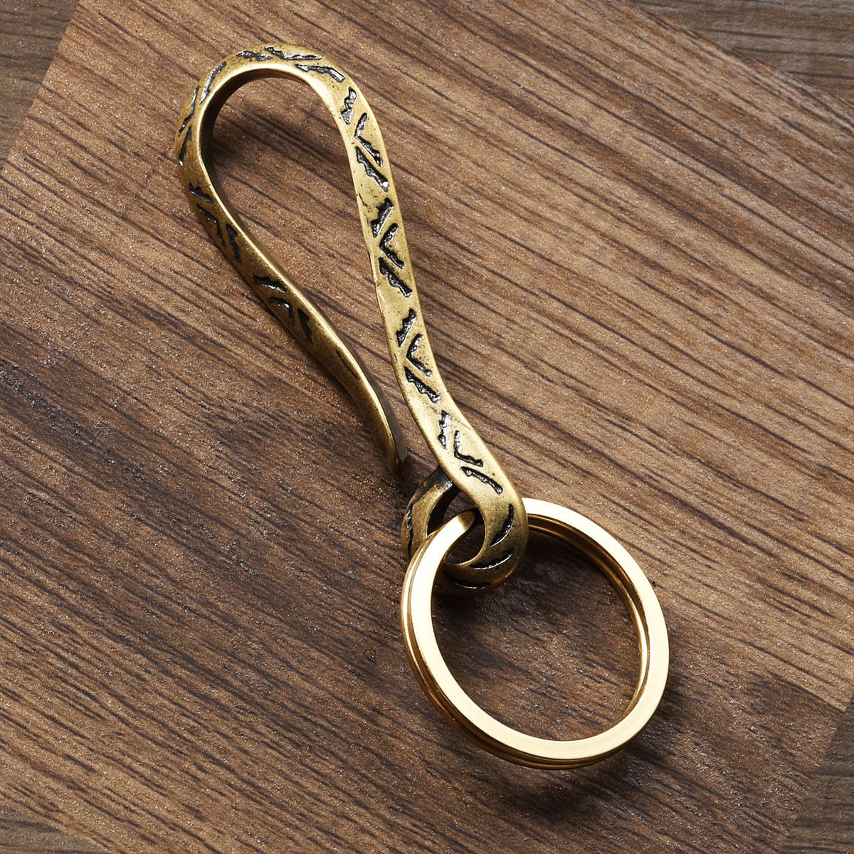 真鍮 キーフック 二重リング付 アラベスク 唐草模様 キーリング ダブル