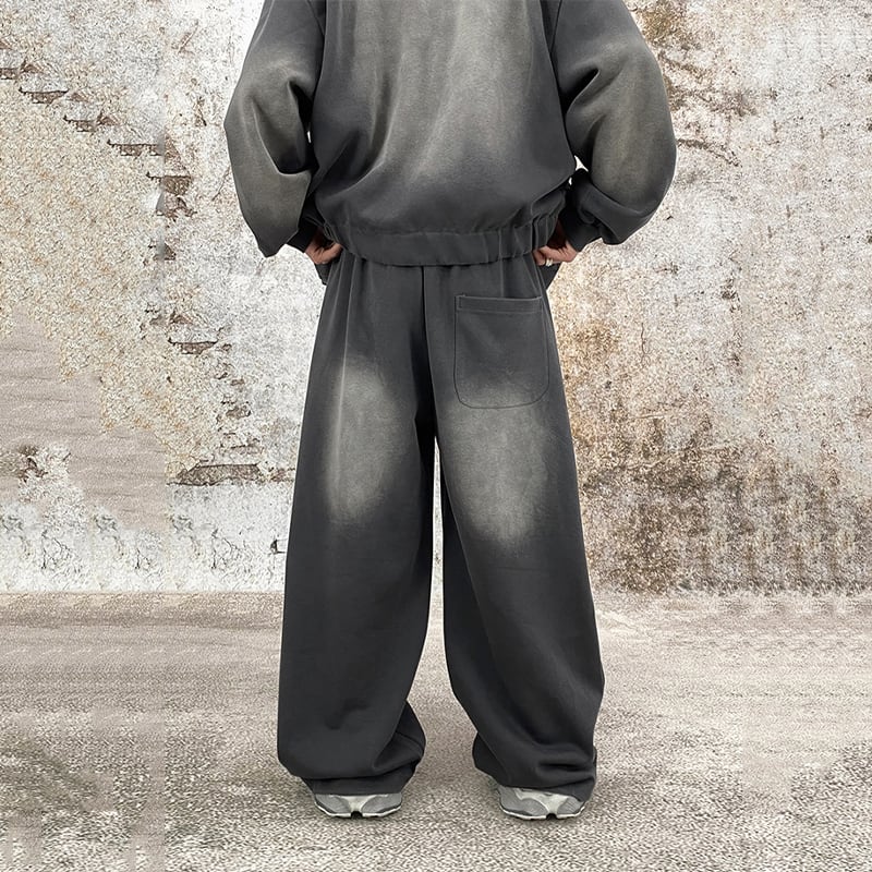 HOZI黒灰色レトロスウェットパンツ | mblueshop