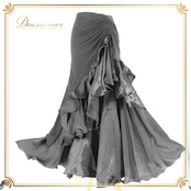 社交ダンス 衣装 スタンダード スカート レッスンウェア 上品 黒 ブラック系 光沢感 フォーマル シンプル 無地 フリル 華やか かわいい 柔らかい 体型カバー レディース パーティー ダンス用 フリルスカート セクシー セットアップ 伸縮性 薄手 上下セット 発表会 演出用 初心者 中級者 おしゃれ シンプルスタイル