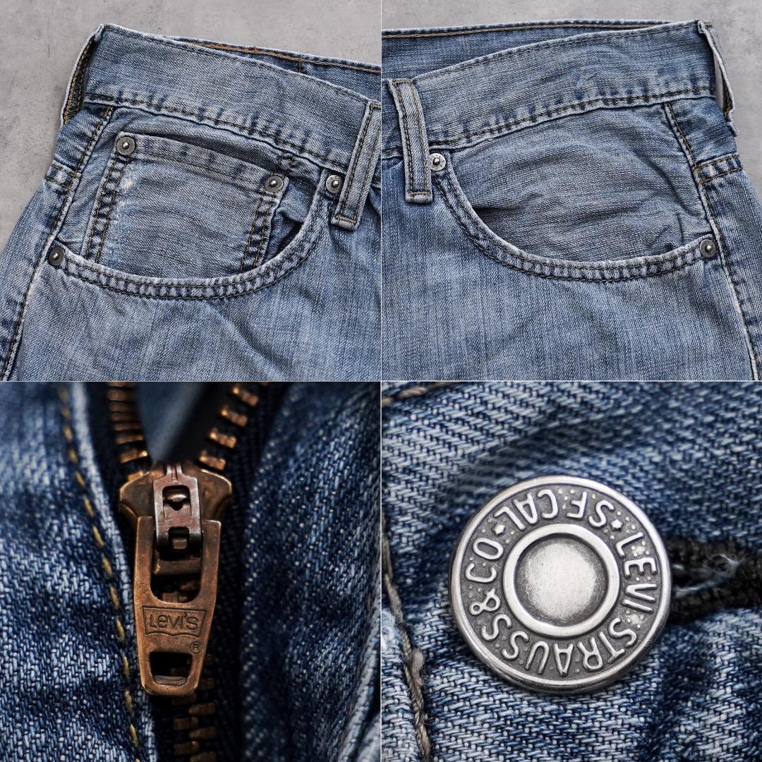 メンズ リーバイス569 Levis W32 ブルーデニム 青 古着 ヒゲ 21318