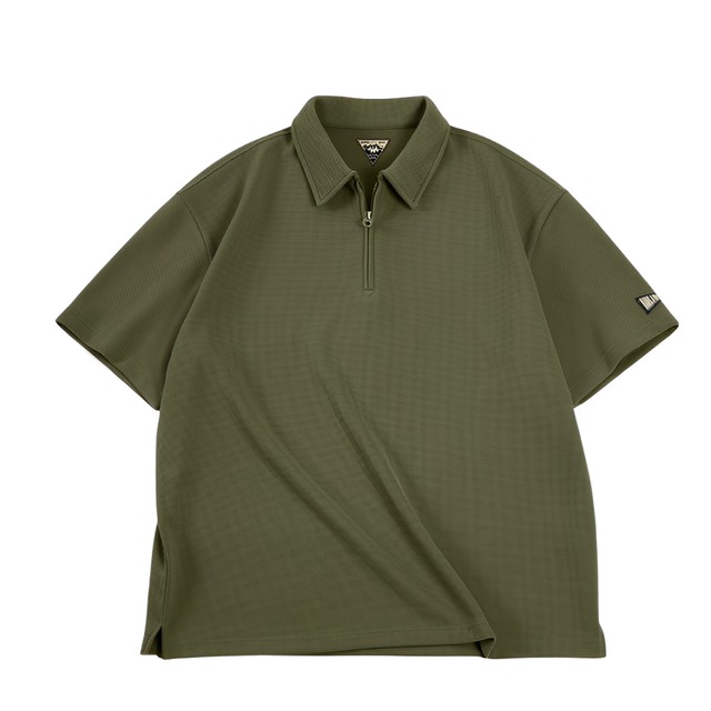 Half Zip Shirt Short Waffle Shirt  ◇3color H0085