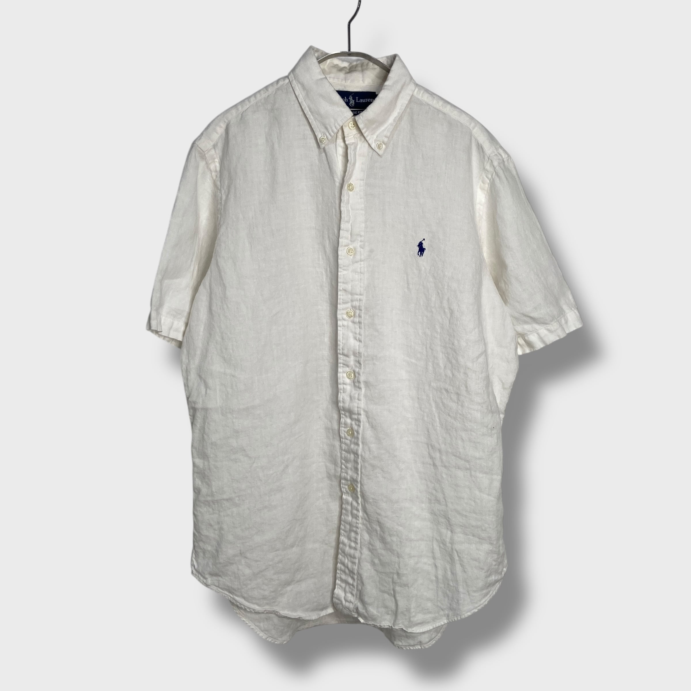 Ralph lauren リネン半袖シャツ 白 M 90s ラルフローレン | 古着屋 Uan
