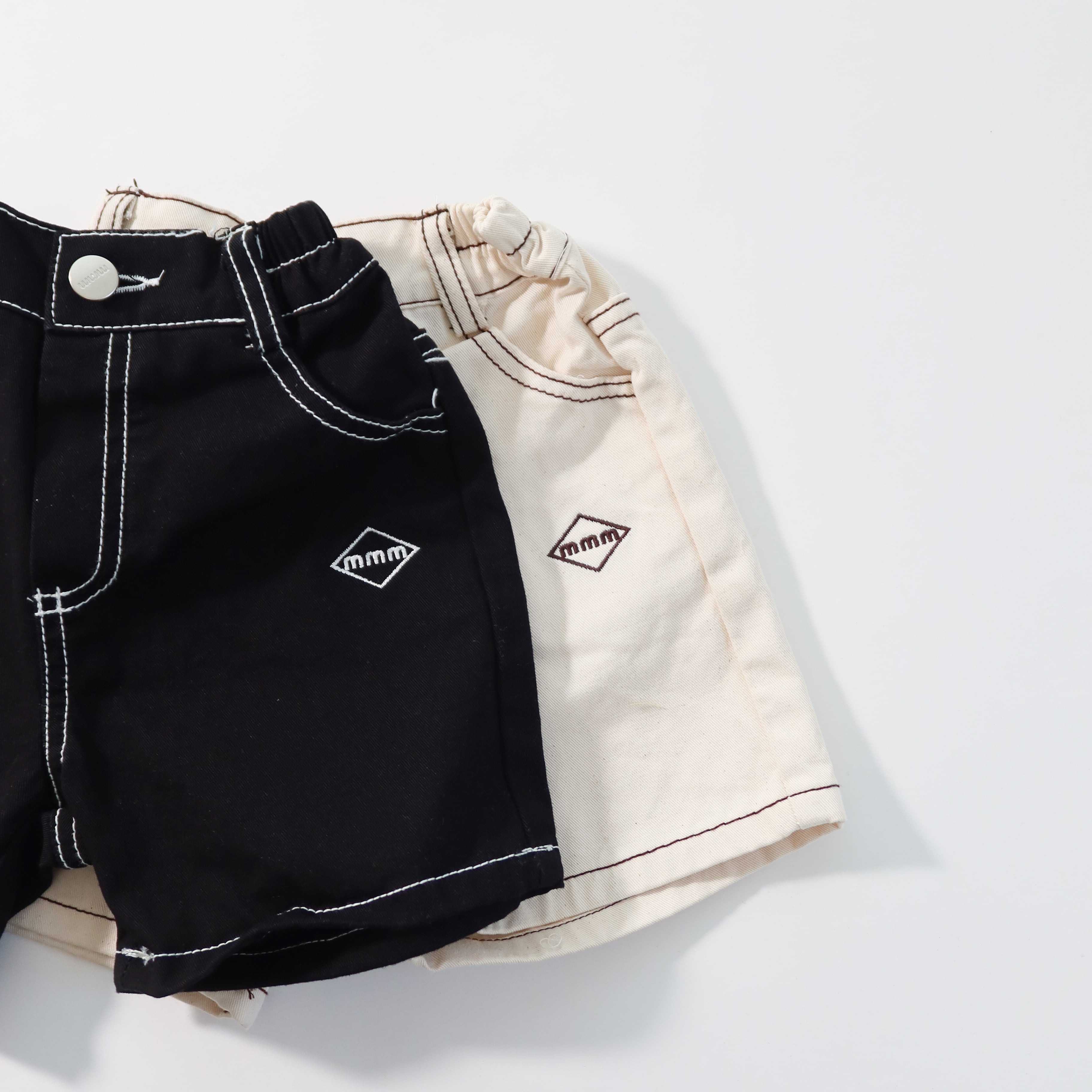 ステッチデニムショートパンツ