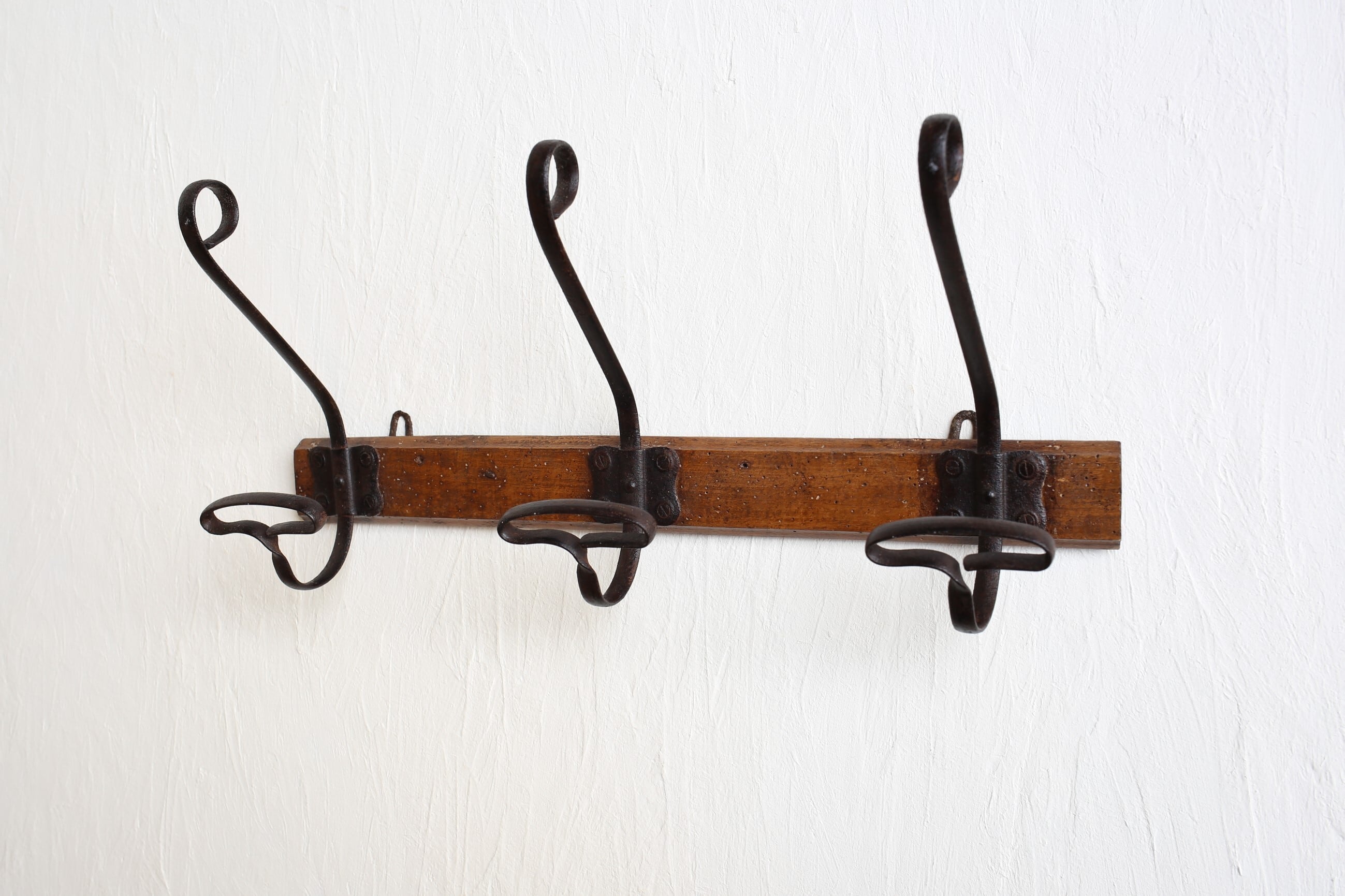 フランス アンティーク ヴィンテージ ウォールハンガー コート掛け 3連フック N-01663