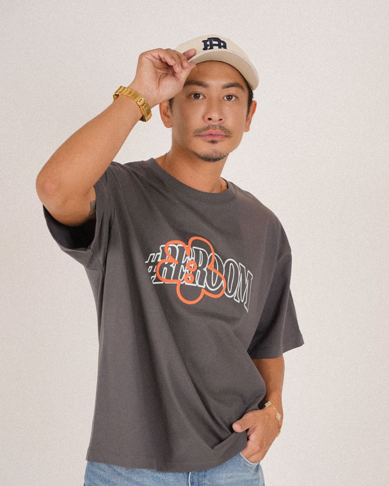【#Re:room】LOGO BIG FLOWER PRINT T-SHIRT［REC916］