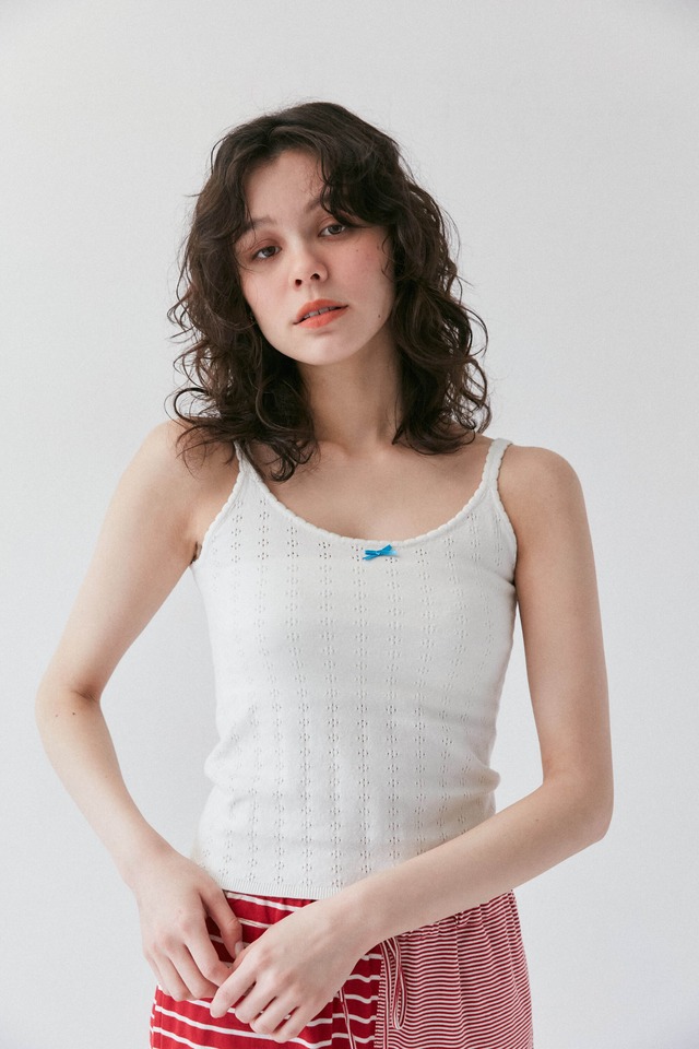 eyelet ribbon cami