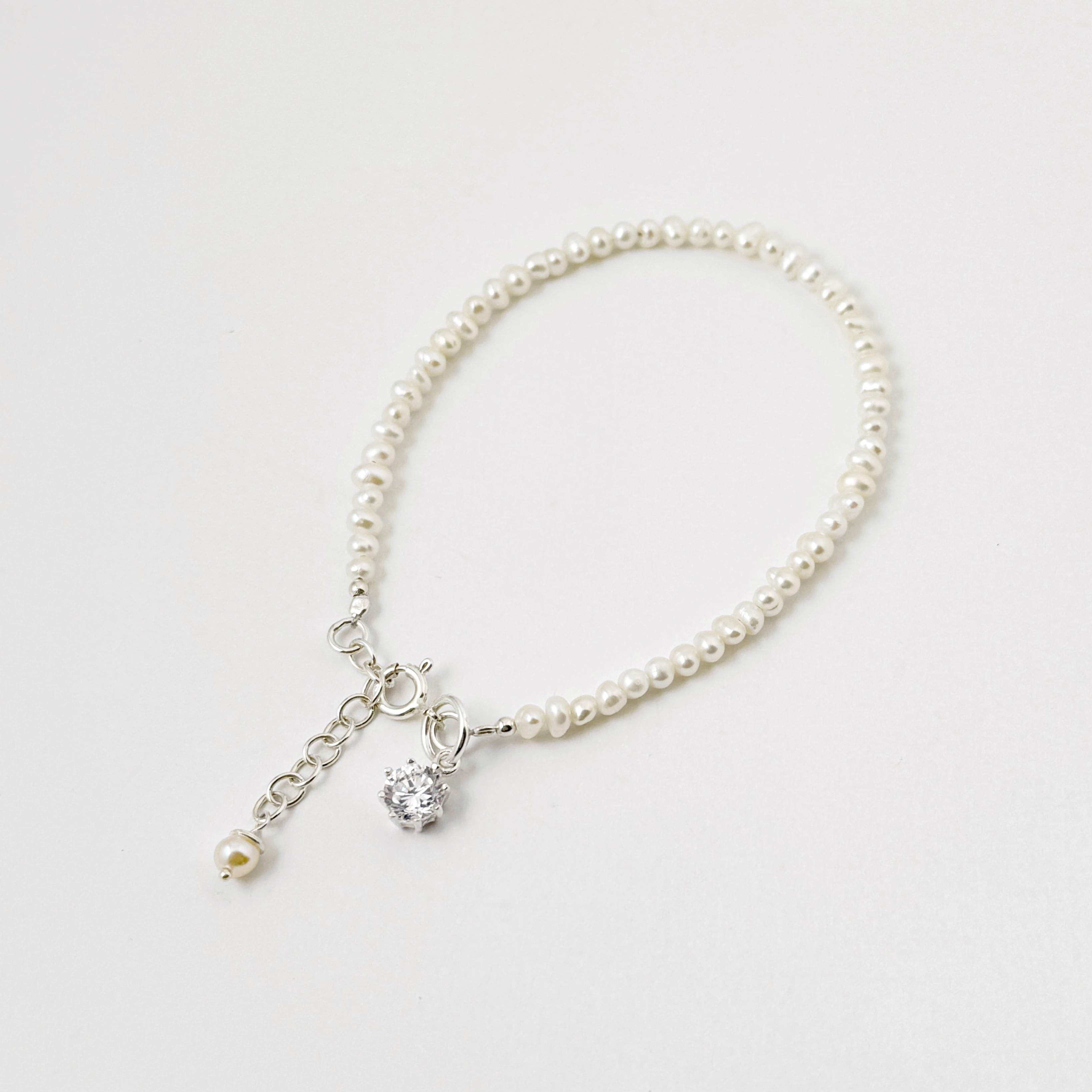 【ラスト1!!】Lagoon Oroginal ホワイトパールブレスレット・一粒ジルコニア