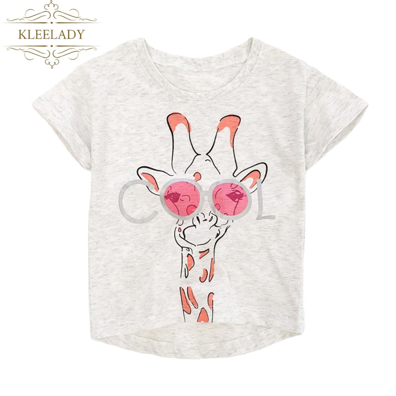 Tシャツ　半袖　キリン柄　　トップス カジュアル シンプル　幼稚園　保育園　小学校　綿肌ざわり通気性抜群な綿100％♪　お出掛けの 日にオススメです