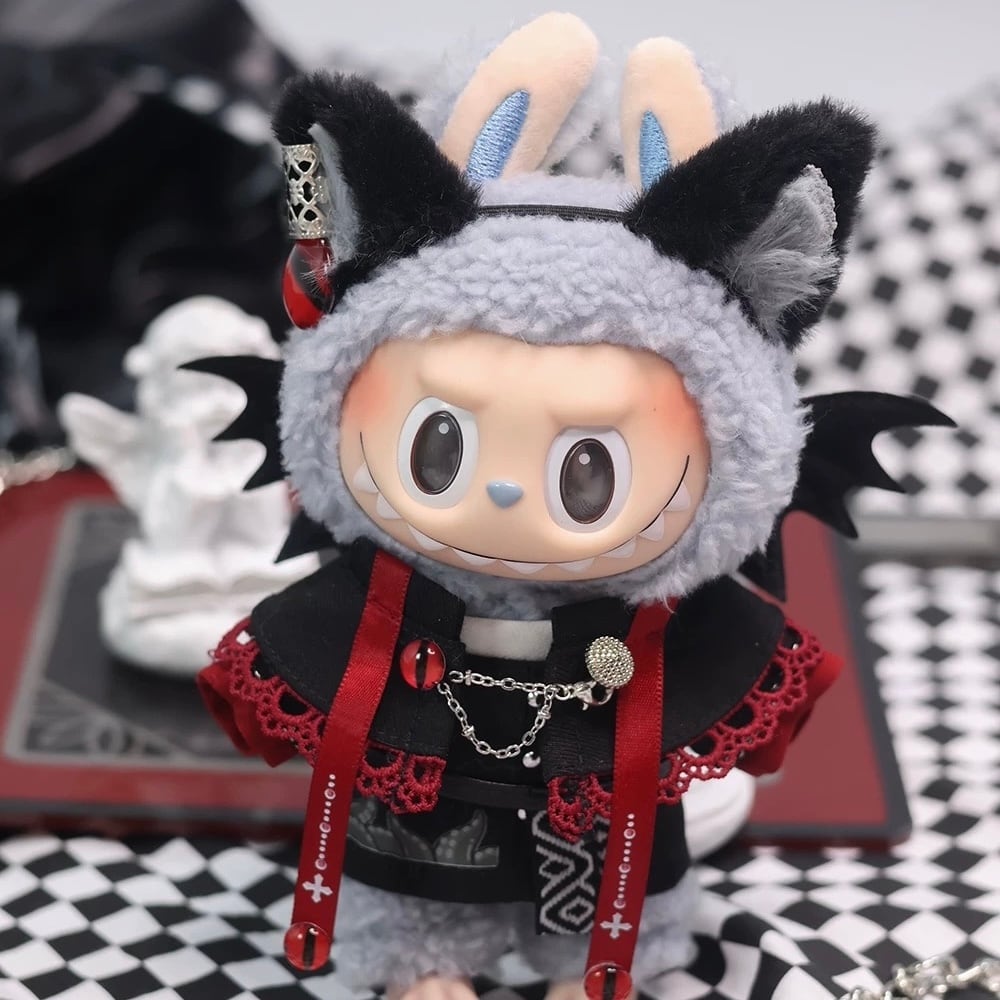 10cmぬい服】ゴシックキャットコーデ 着せ替えぬいぐるみ 棉花娃娃用お