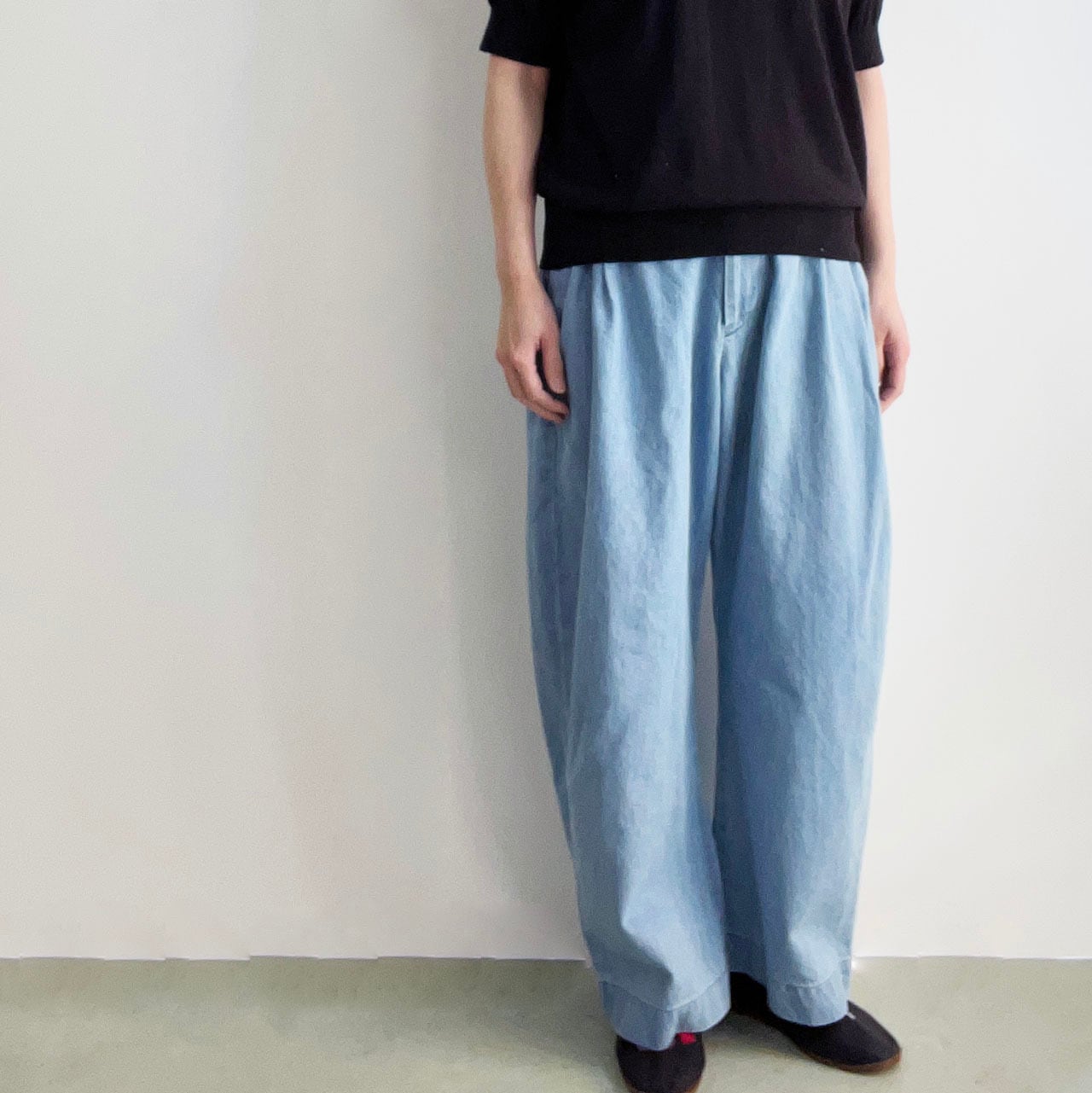 Sasanqua by trees サザンカバイツリーズ OAGANIC COTTON DENIM BNN TROUSER オーガニックコットン デニム バナナトラウザー -ICE BREACH-