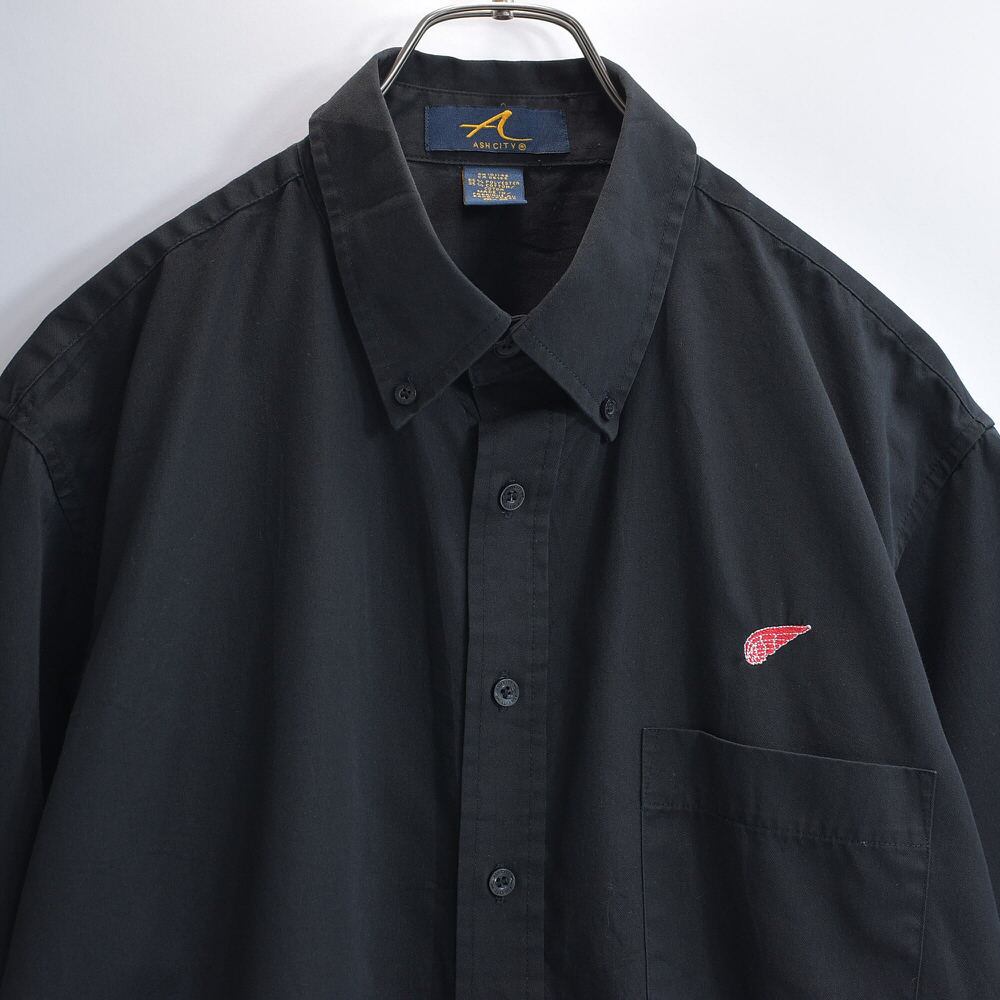 00s ASH CITY RED WING SHOES レッドウィング シューズ 刺繍ロゴ デザイン ボタンダウン ワークシャツ スタッフシャツ ヴィンテージ USA アメリカ古着 ビンテージ メンズL相当