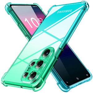 【在庫のみ】Galaxy S25 Ultra 用 ケース クリア 薄型 グラデーション色 ケース 軽量 tpu 耐衝撃 スマホケース 透明 米軍MIL規格取得 おしゃれ 黄変防止防塵一体型 人気 ギャラクシー S25 ウルトラ 用 携帯カバー グラデーション緑 MD-SXJB-74-01