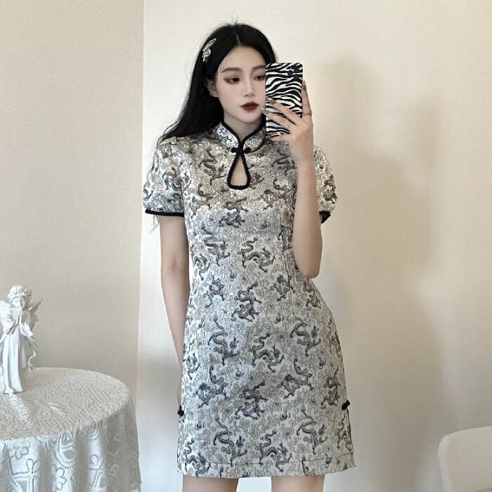 スリムドレス スタンダード薄手ミニスカート レトロ ケッペル85132965018