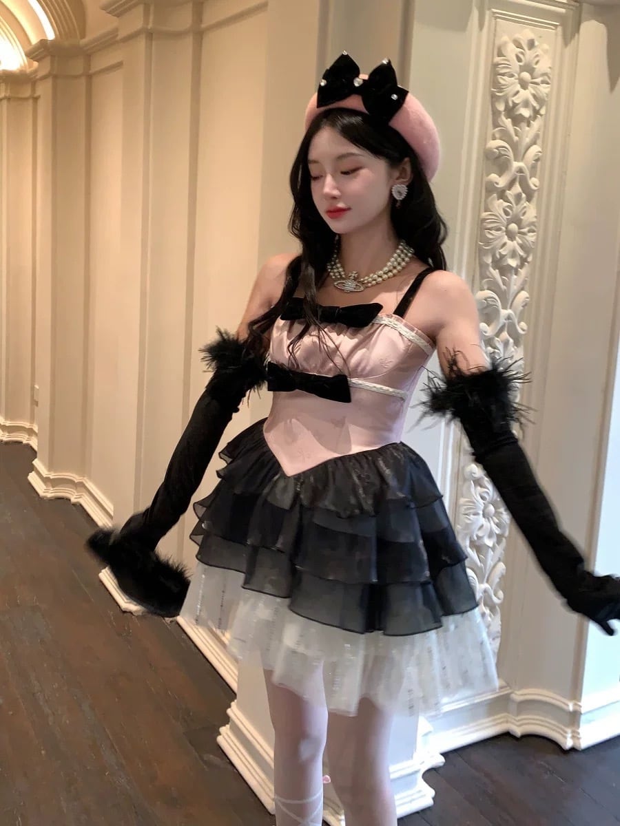 ゆ*き様 La Pafait リボン ピンク キャミソールワンピース 姫系 ラパ