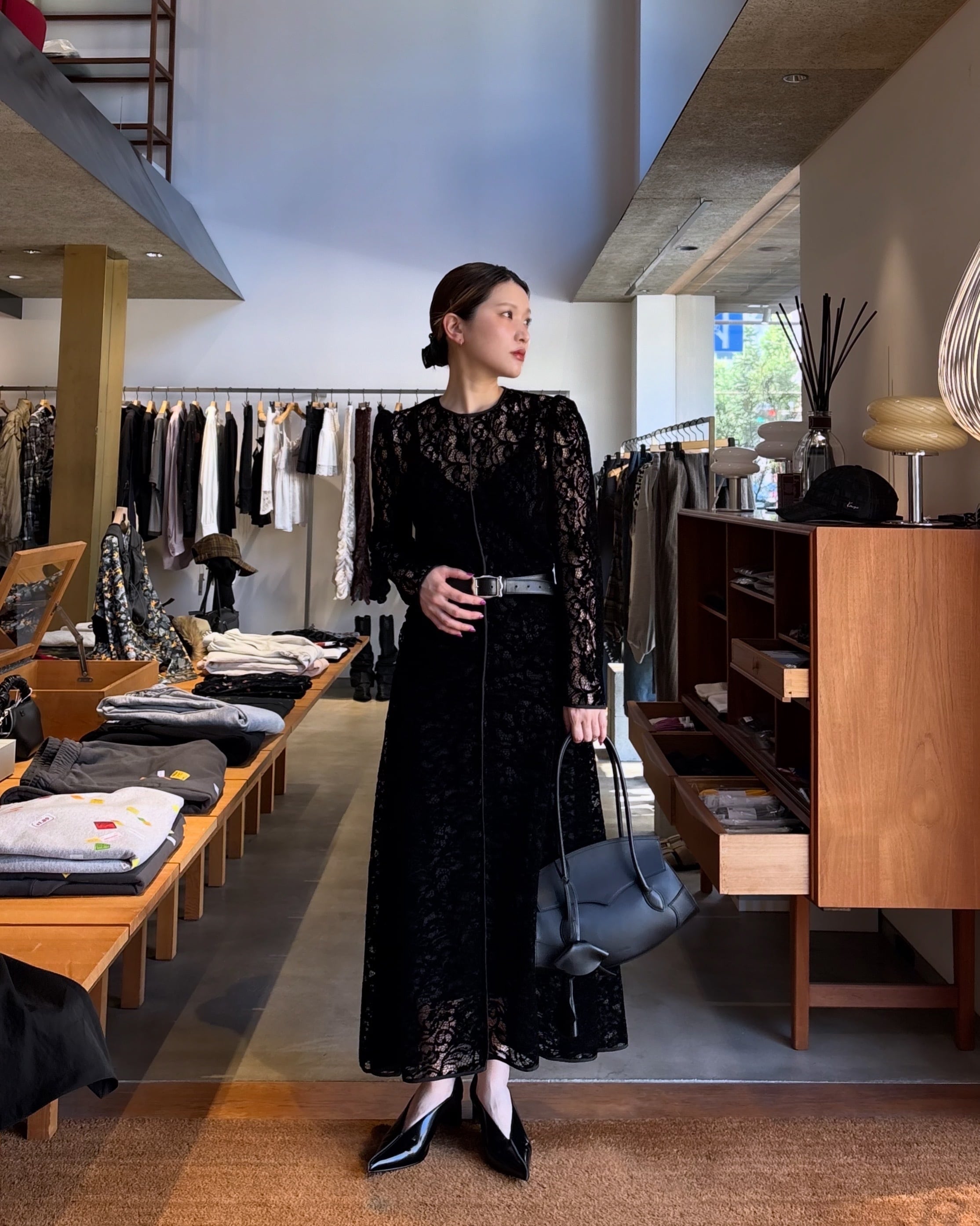 26AW | WOMEN】FETICO フェティコ / ドレス / FLOCKED LACE GATHERED