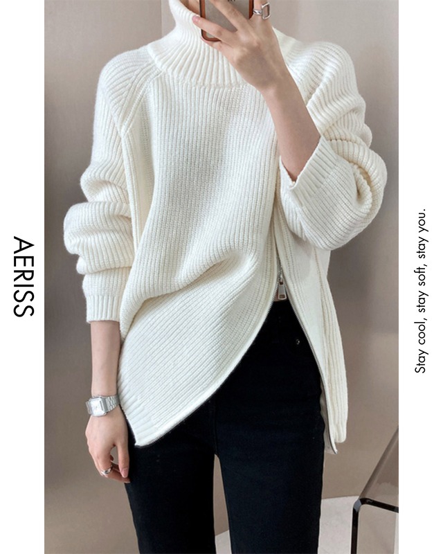 サイドジップハイネックニット 3color A0741