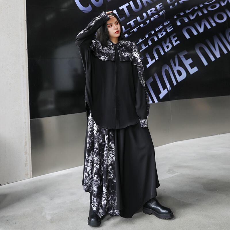 スタイルスタンダード薄手シャツ ワイドレッグスカート レトロ ワイドパンツ ラブタオタオダレンハウス20456254369