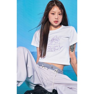 [NASTY FANCY CLUB] FLOWER LINE CROP TEE (WHITE) 正規品 韓国ブランド 韓国ファッション 韓国通販 韓国代行 Tシャツ