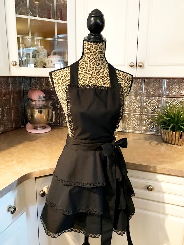 ✤Sugar baby aprons✤　Sexy Black Lace Party Apron　　F016