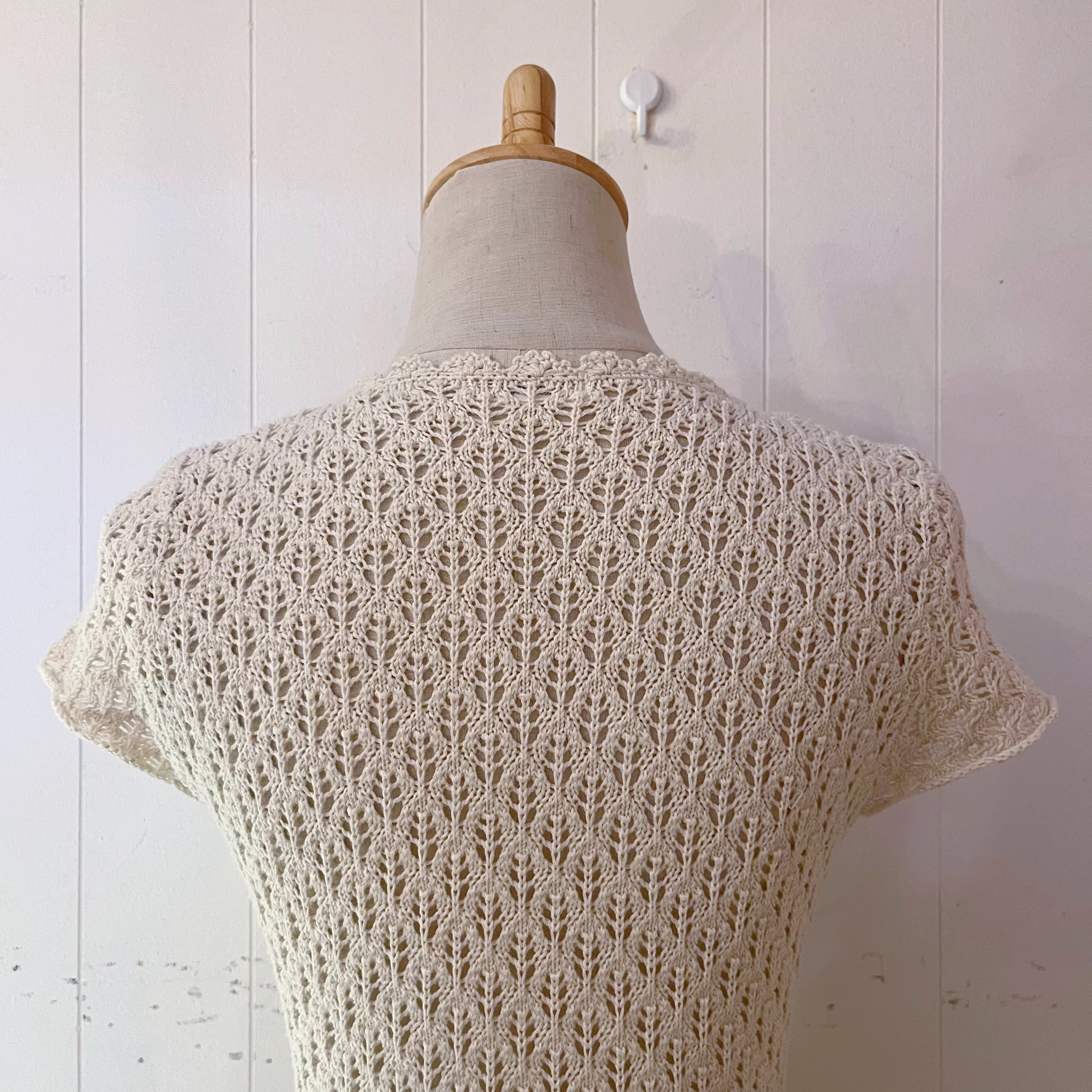 flower motif crochet knit cardigan