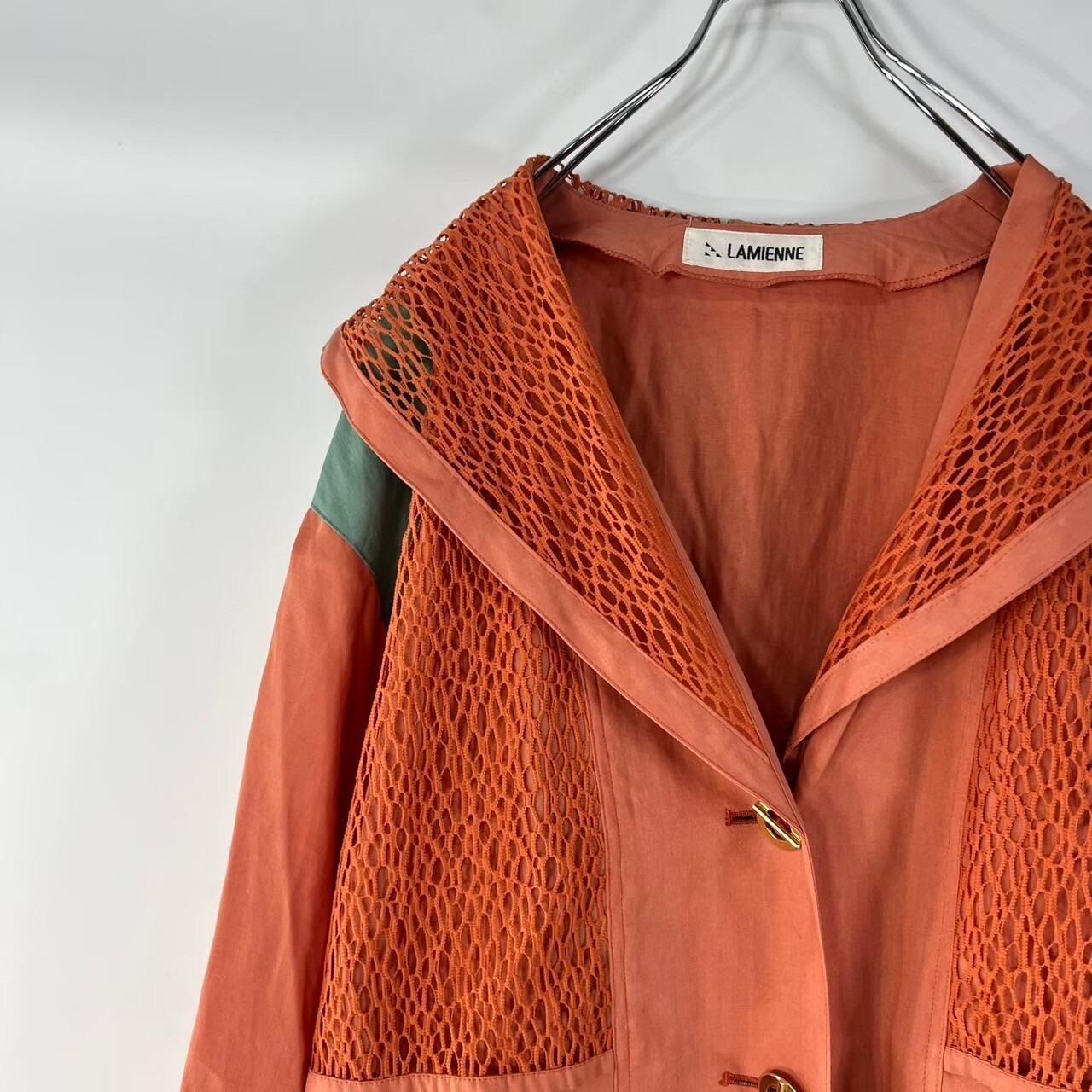 ジャパンヴィンテージ  LAMIENNE ビッグカラー リネン  レーヨン コート