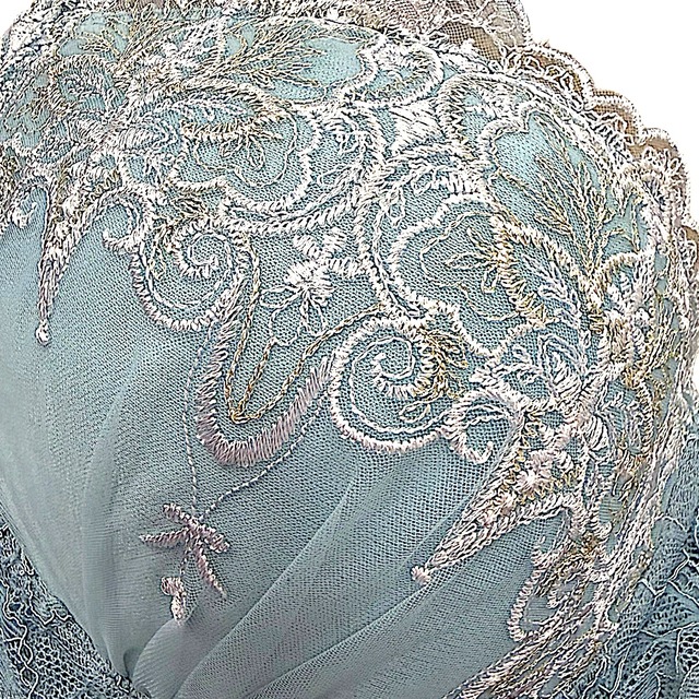 k-EF【956001グリーン】フリル刺繍ブルーグリーンセット