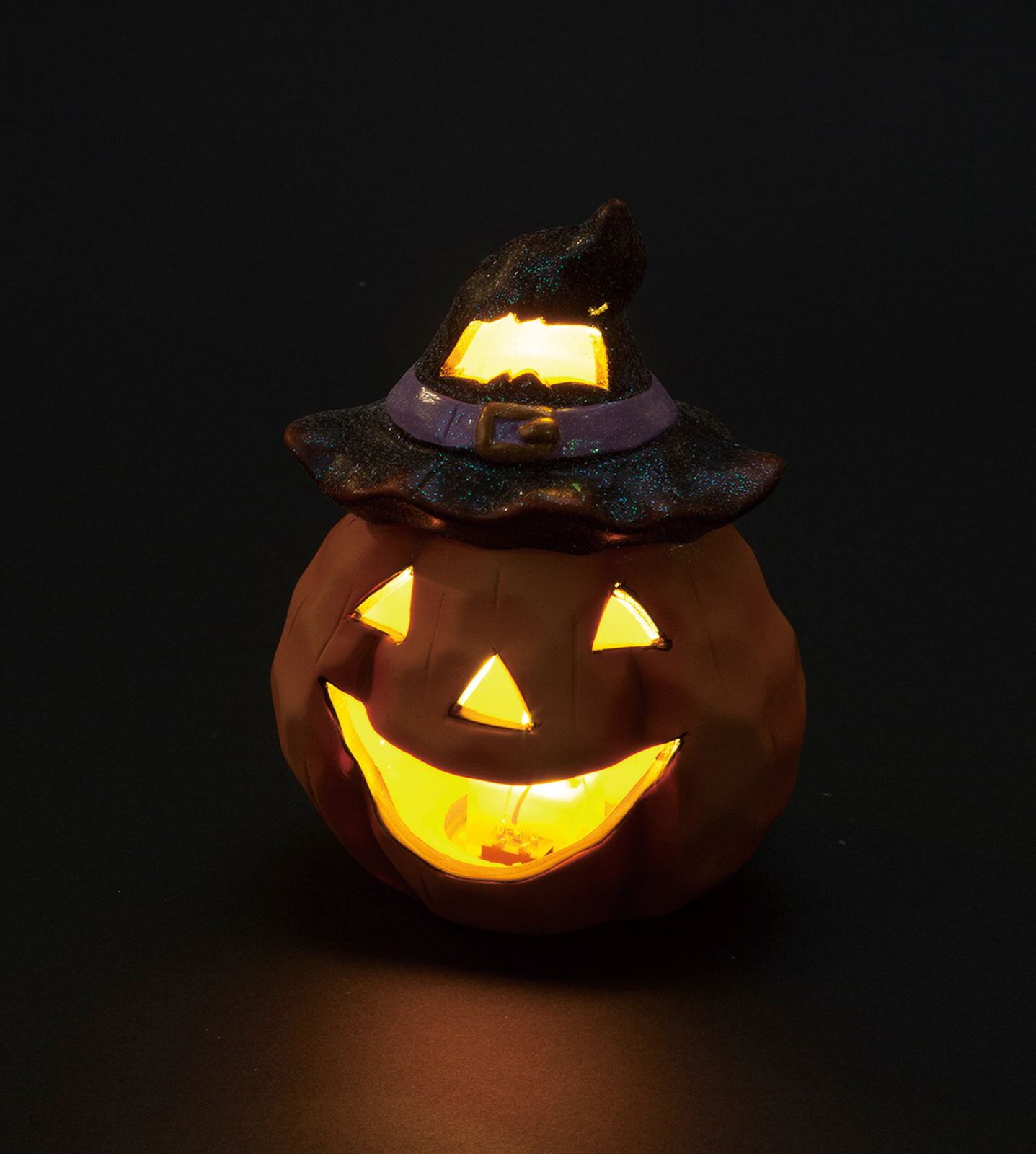グリッターハットパンプキンライト　イエロー系　HW-1545　4961823782169　ハロウィン雑貨 > ポピーオリジナル