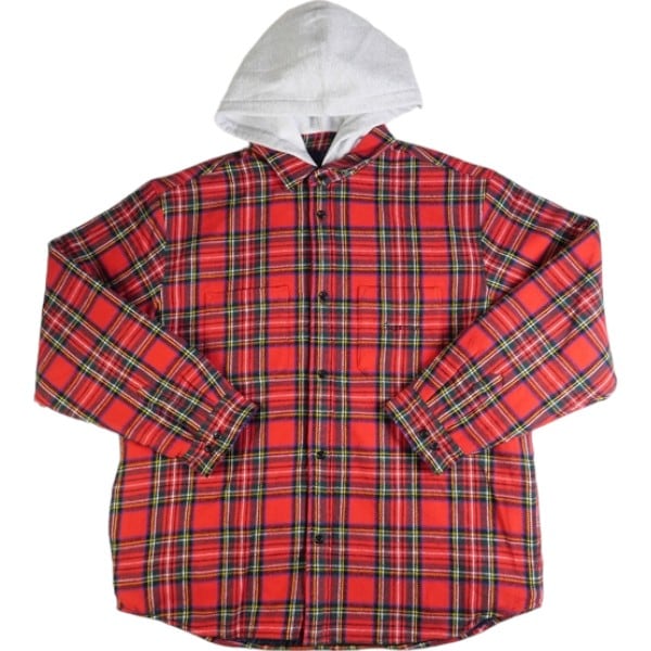 SUPREME tartan flannel hooded shirt XLSUP - シャツ