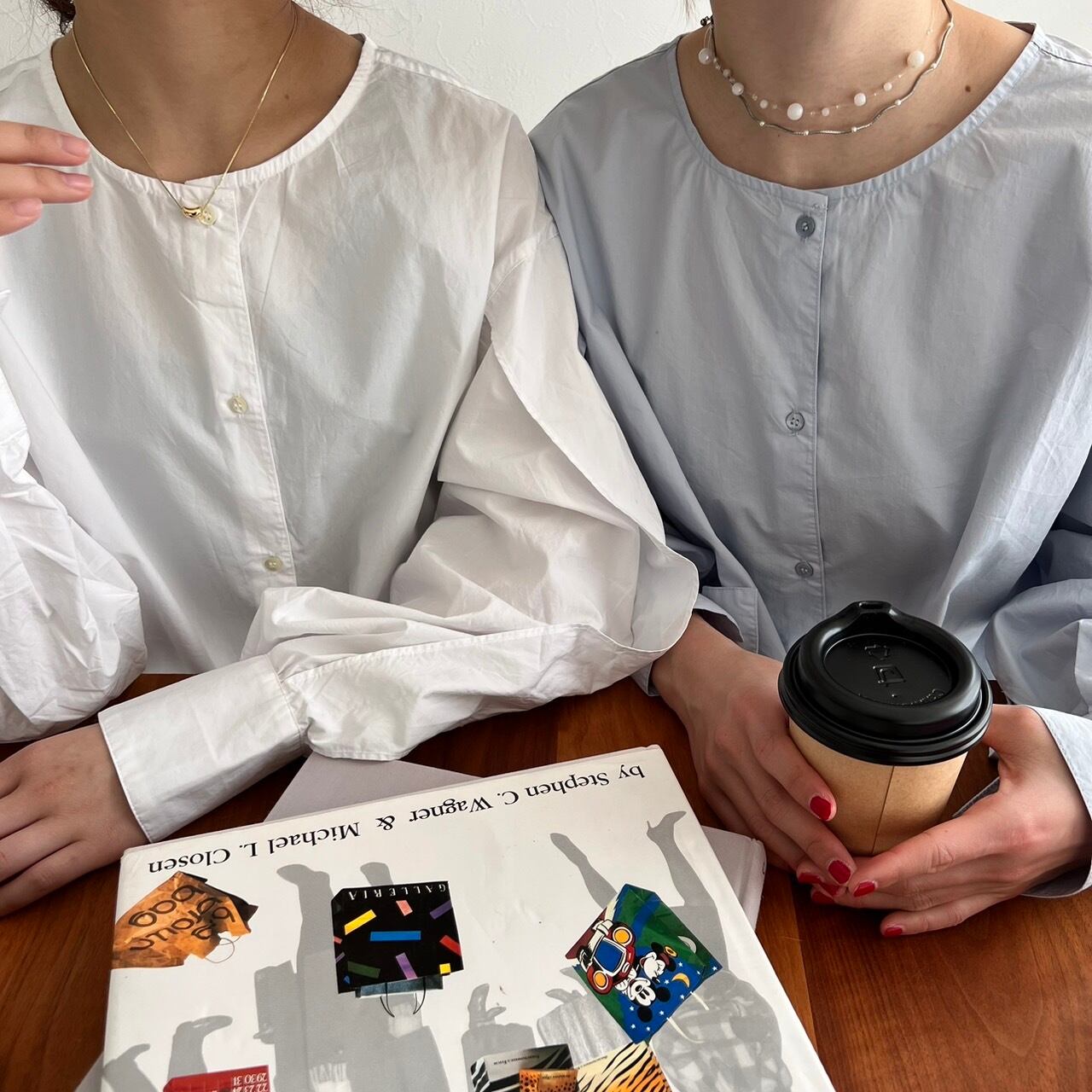 ノーカラーリブデザインシャツ_LN01693