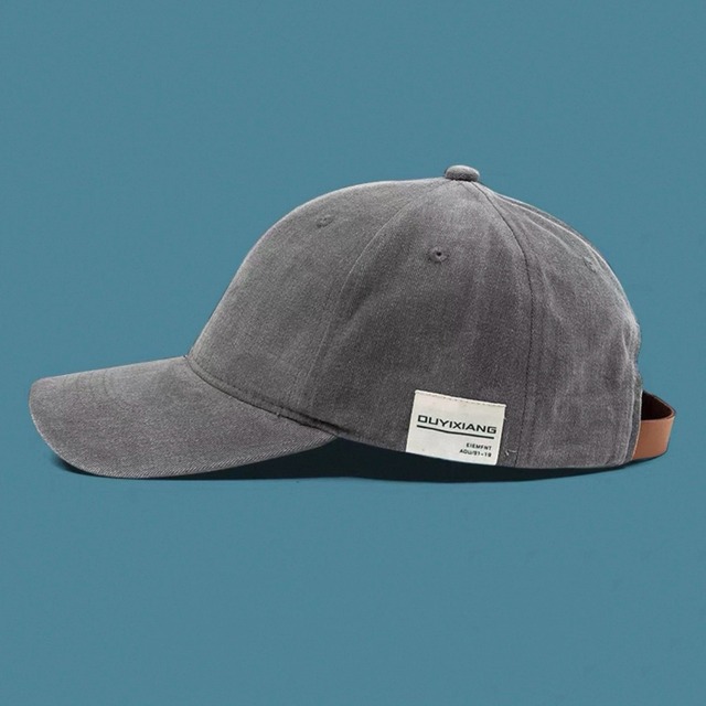 Washed canvas leather strap cap 1443