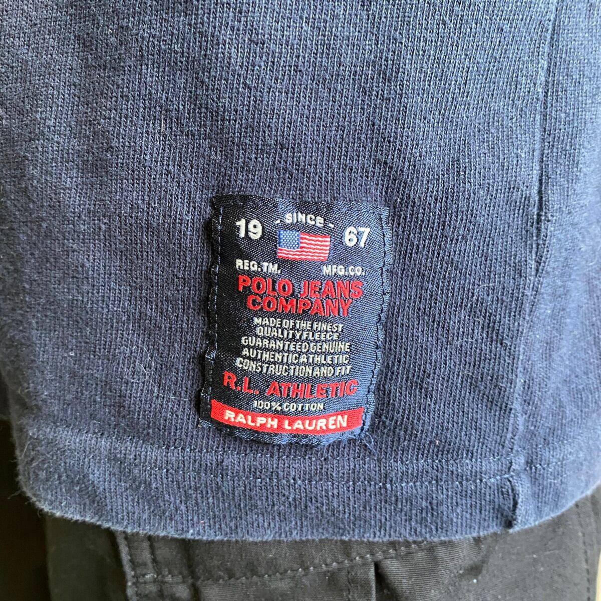 90年代 POLO JEANS ポロジーンズ フロントロゴ 刺繍 Vネック 