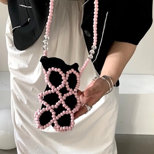 Wooden Beaded Mobile Phone Bag <3colors>
