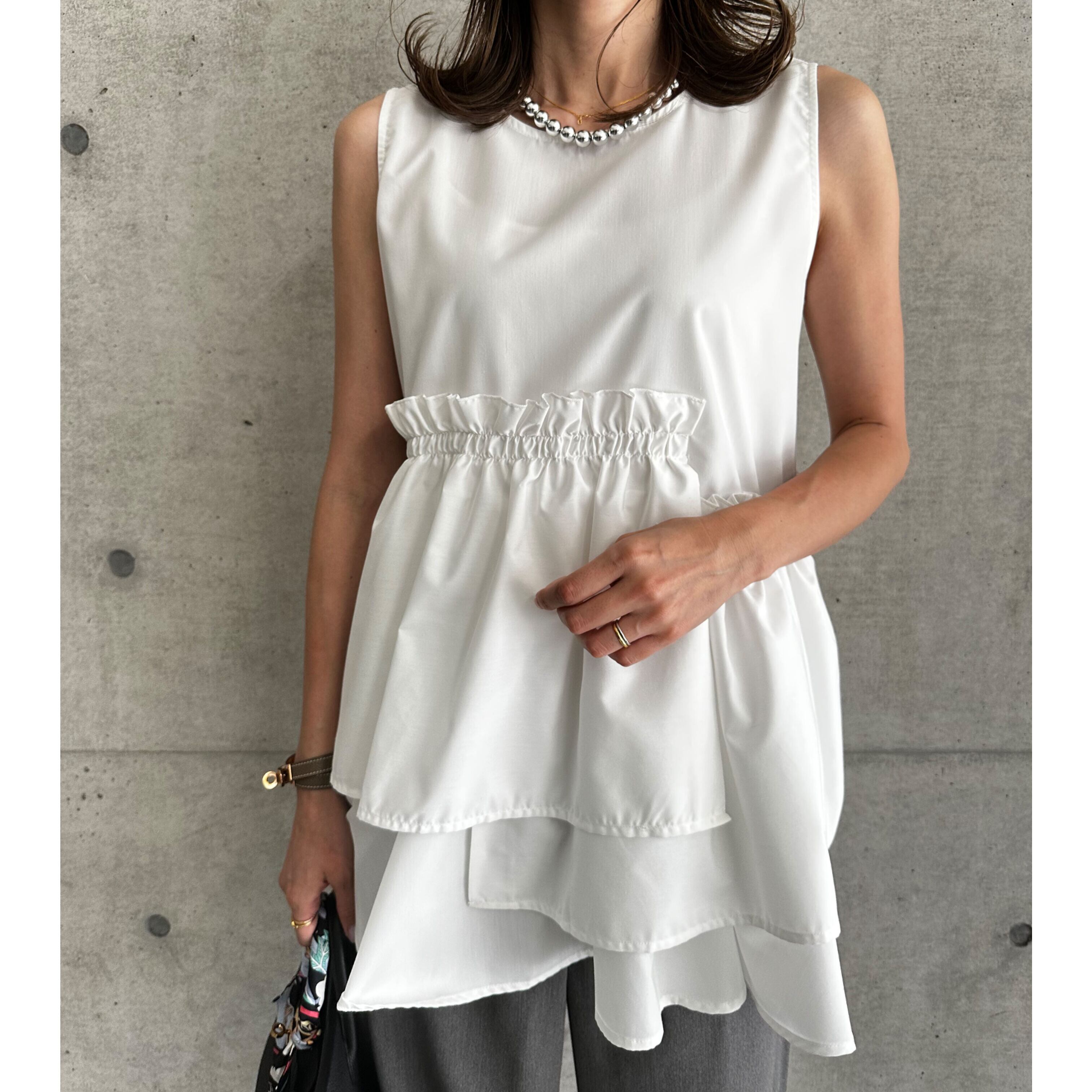 ◆即納◆アシンメトリーティアードブラウス(ご注文から1-4営業日でお届け)