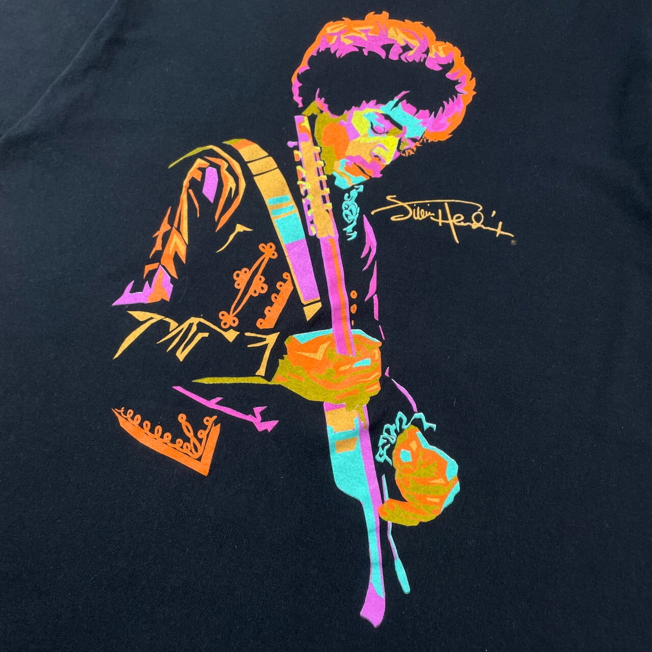 90年代 ヘインズ Hanes JIMI HENDRIX ジミヘンドリックス バンドTシャツ バンT USA製 メンズXL ヴィンテージ /evb000898ブラウン系茶色柄