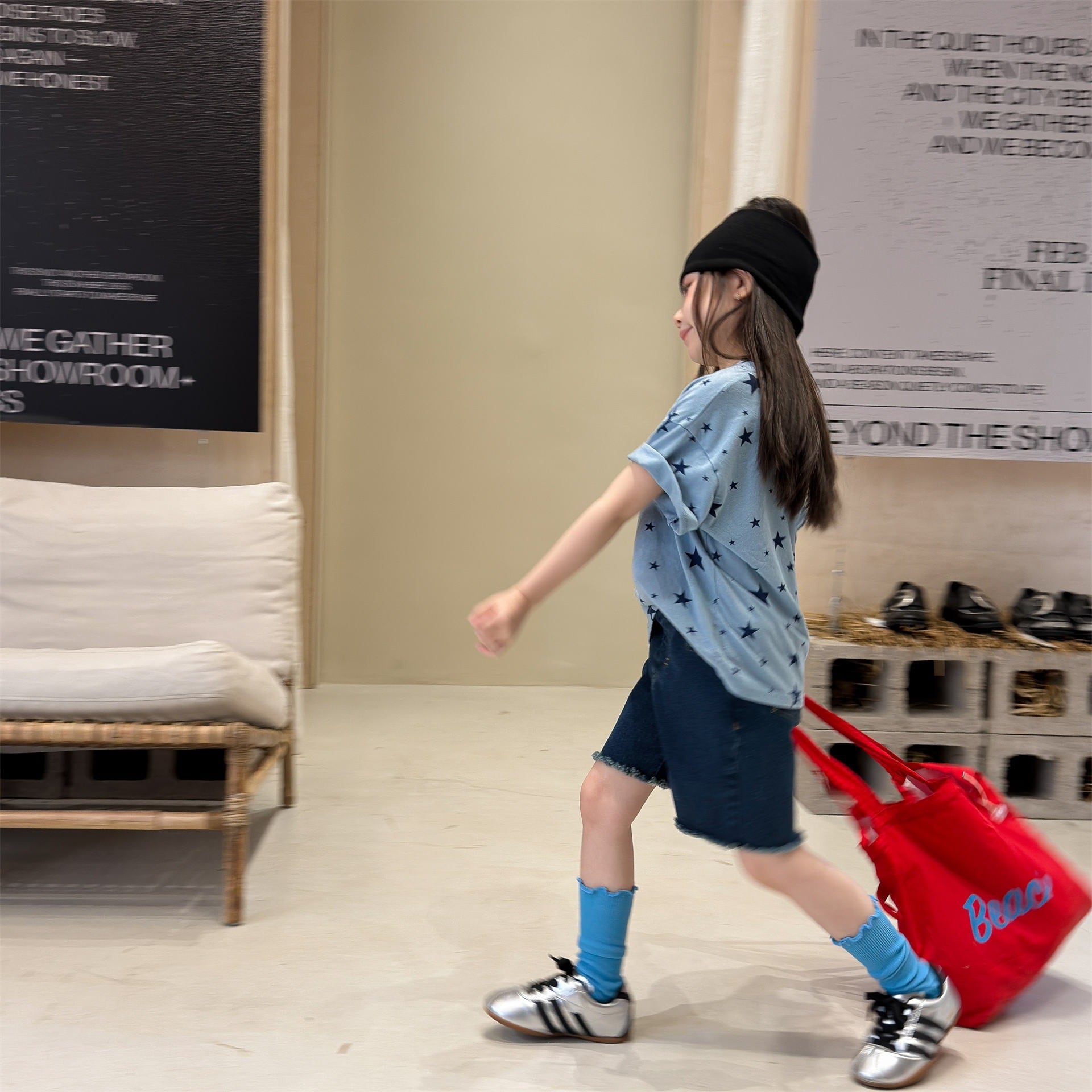 スター柄Tシャツ（スカイ／グレー）ADBB 2026夏｜80-130cm｜トップス