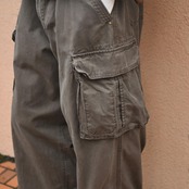 cotton twill wide cargo pants brown