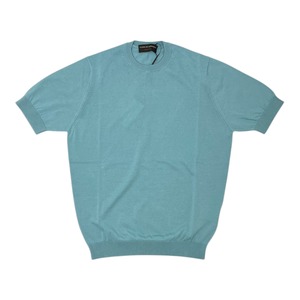 FILIPPO DE LAURENTIIS(フィリッポ デ ローレンティス) crepe cotton short sleeves knit/TURQUOISE(730)