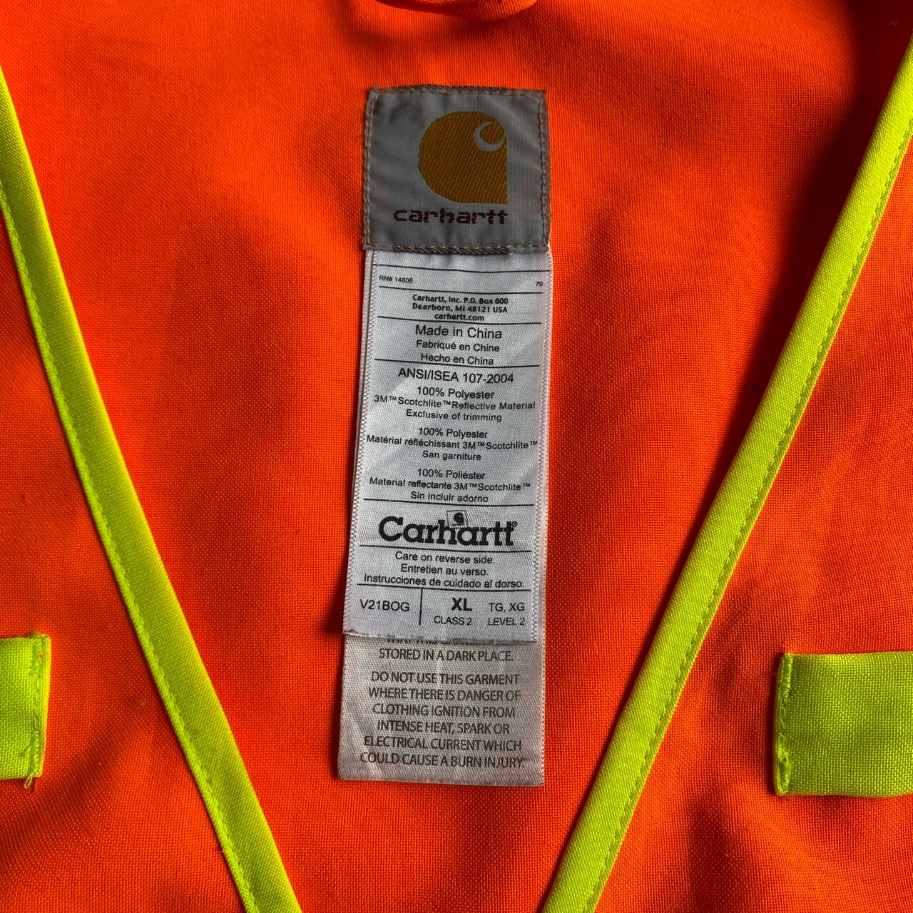 Carhartt カーハート CLASS2 リフレクター ベスト XL 古着 オレンジ 
