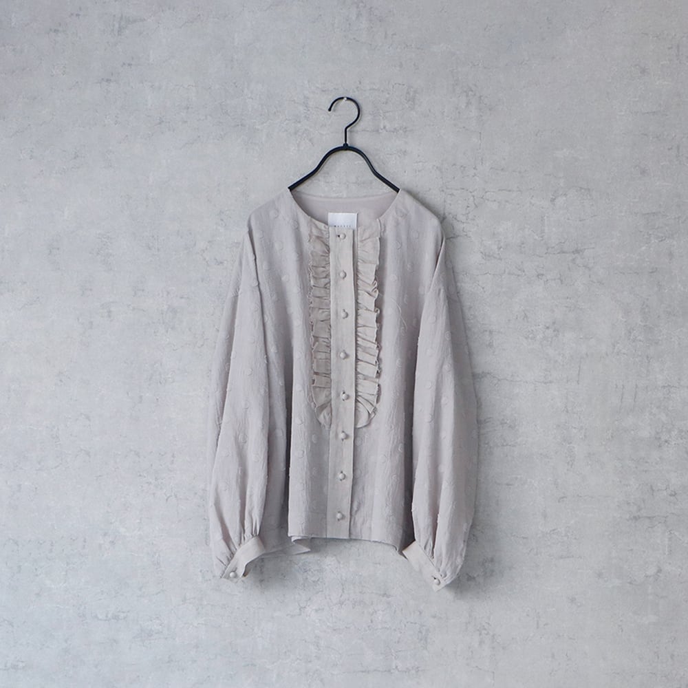 【MAGALI】コットンスノードット·フリルブラウス/ラベンダーグレイ