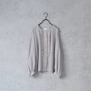【MAGALI】コットンスノードット·フリルブラウス/ラベンダーグレイ
