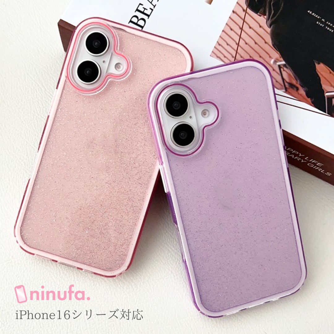 ゼリーみたいな透明感◎パウダーラメグリッター おしゃれ iPhone16 5色から選べる カメラ保護フレーム 透明 キラキラ スマホケース ND-15775