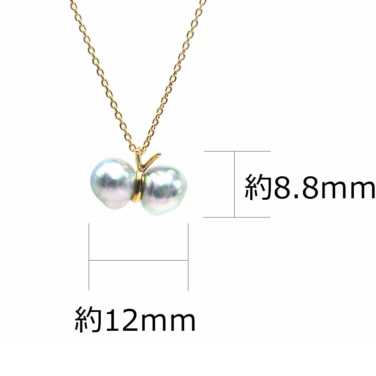 K18YG アコヤ真珠 無調色ナチュラルブルーグレー ペンダントネックレス