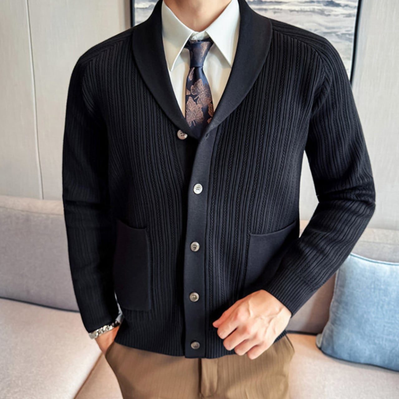 スタイリッシュ ストライプ カーディガン 3色 11335