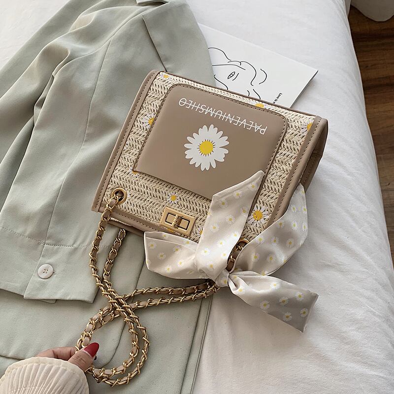 新しい小さなバッグ女性のバッグ2020夏の新しいトレンディなファッションチェーン斜めの小さな正方形のバッグストロー万能ショルダーバッグ Tiancai_Wing_Bag2622866