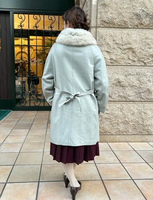 70's gray fox fur collar coat