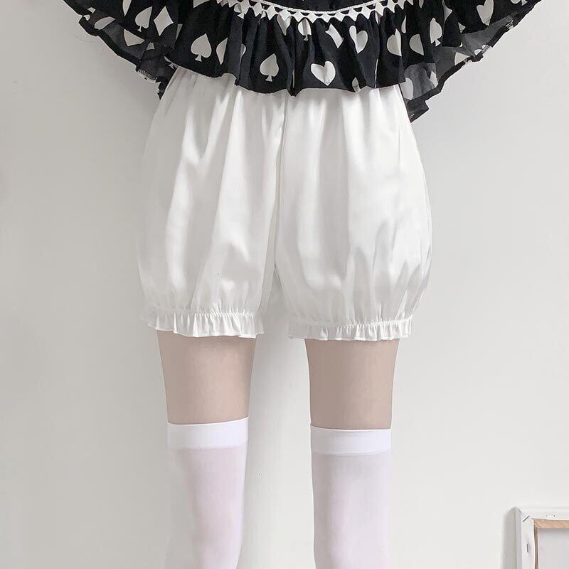 薄手レギンス スプリングオータムパンツ ホワイトハイウェストウェストルーズ 大人ガーリー スウィート キュート カジュアル 春物 秋物 萌量不足47746179709