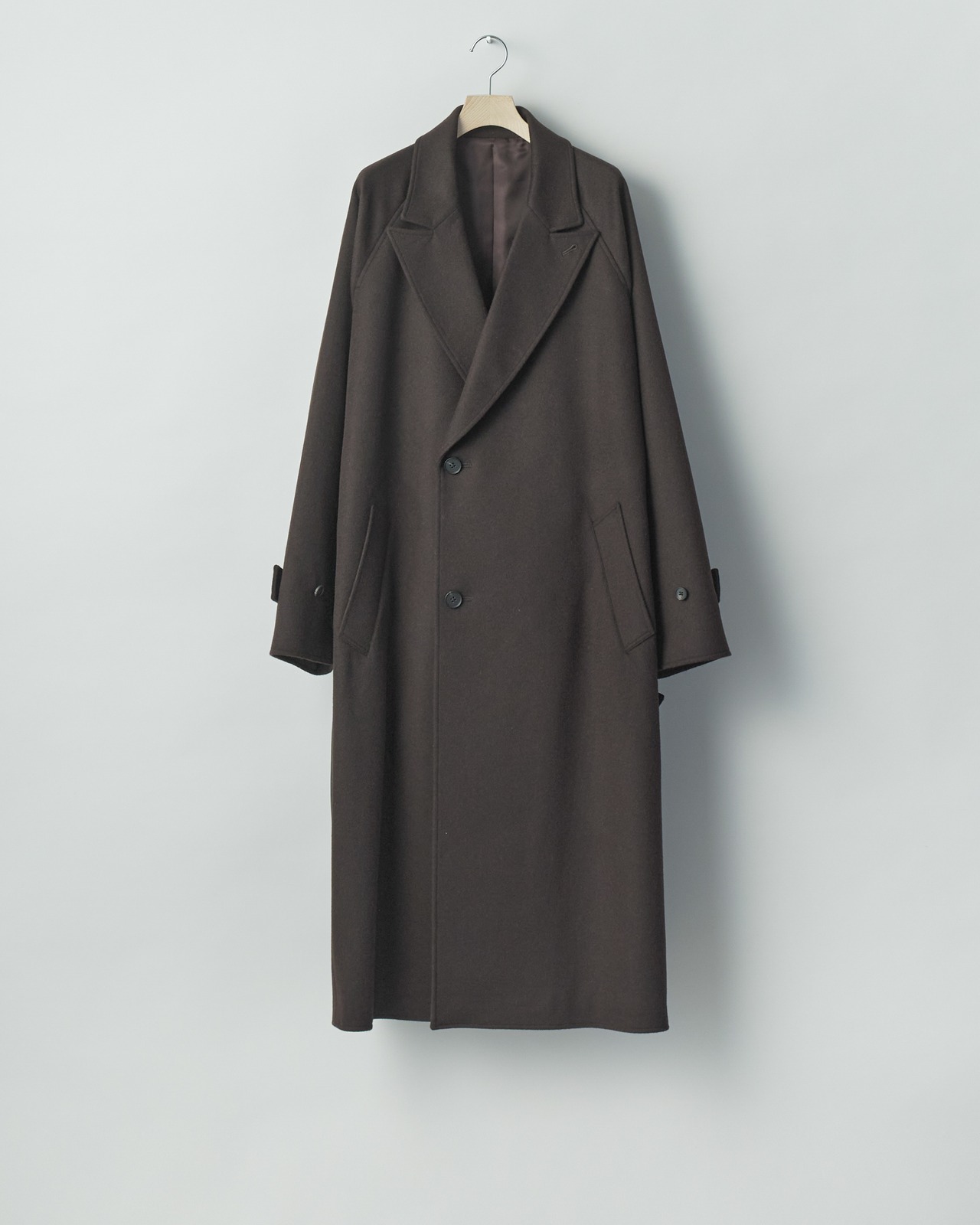ssstein "WOOL CASHMERE OVERSIZED PEAK LAPEL CHESTER COAT〔BROWN〕"