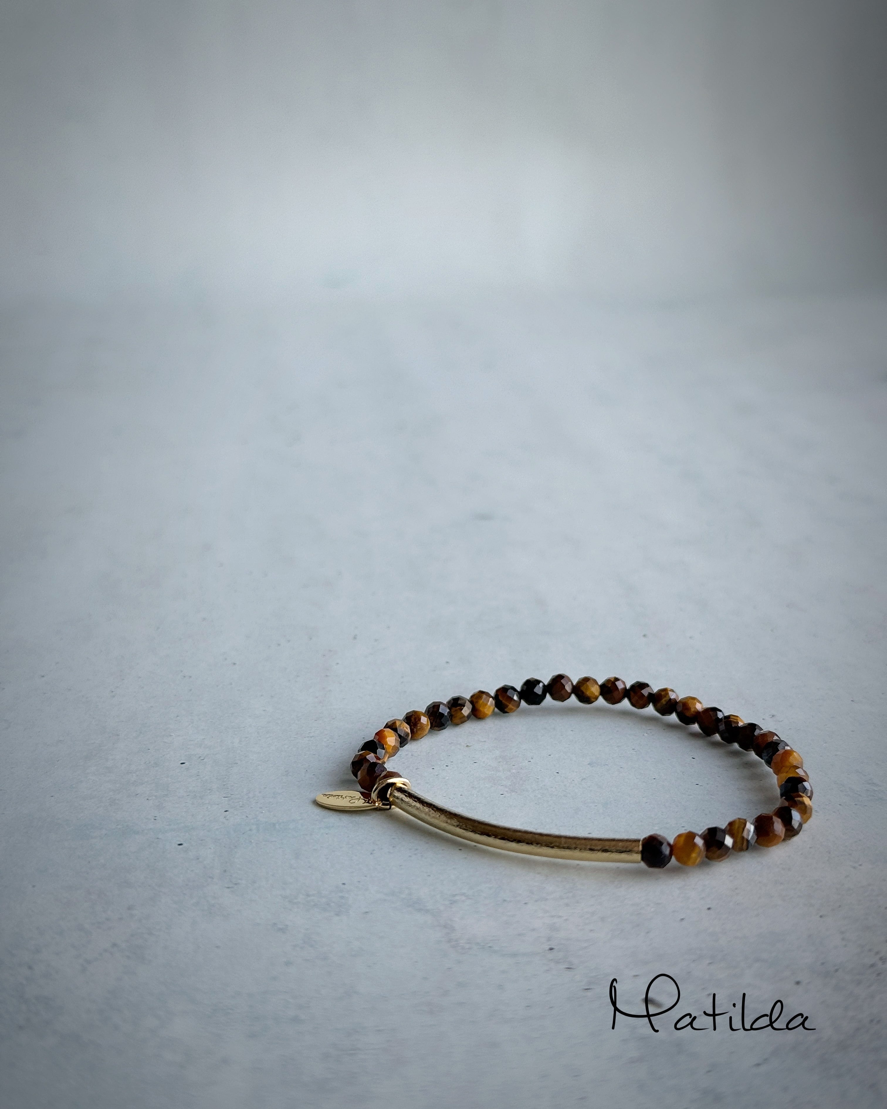 Tube & stone bracelet(タイガーアイ)